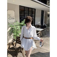 批发春装polo领宽松长袖<b class='q'>连衣裙</b>女装新款不规则甜酷<b class='q'>衬衫</b>裙短裙子潮