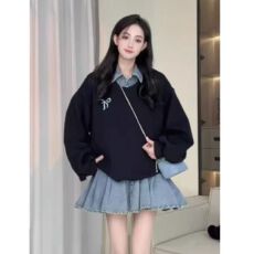批发2026设计感小众假两件<b class='q'>卫衣</b>拼接裙女秋季新款时尚气休闲质宽松短裙
