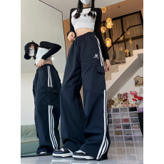 批发四季款美式复古工装裤女学生韩版宽松休闲运动<b class='q'>长裤</b>