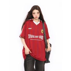 批发五分袖】美式摩朋三条杠V领球衣<b class='q'>短袖</b>T恤男女夏季宽松<b class='q'>情侣</b><b class='q'>运动</b>上衣