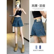 批发高腰希野牛仔短<b class='q'>裤</b>女外穿夏季新款宽松显瘦小个子阔腿a字热<b class='q'>裤</b>薄款