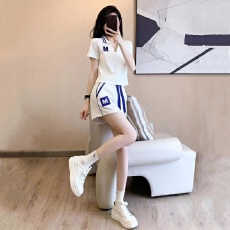 批发6535拉架棉 休闲运动套装女夏季新款高级感polo领短袖<b class='q'>短裤</b>两件套