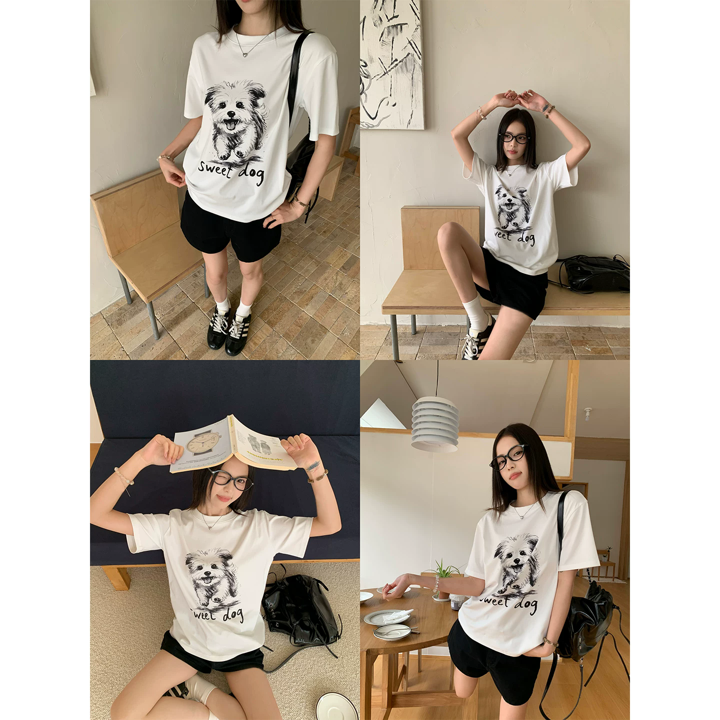 경관 그림 21 순면 210 그램 여름 드레스 반팔 티셔츠 여성 한국 스타일 빅 사이즈 루즈핏