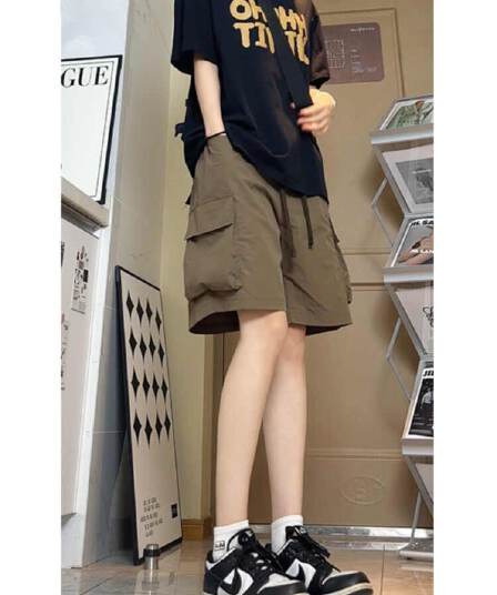 커피 얼음 실크 속도 건조한 워크웨어 반바지 여성 조수 브랜드 아메리칸 커플 자외선 차단 바지 빅 사이즈 오부 바지 여름 얇은 스타일