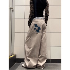批发美式休闲裤子男女款宽松垂感阔腿<b class='q'>帅气</b>直筒运动裤春夏季