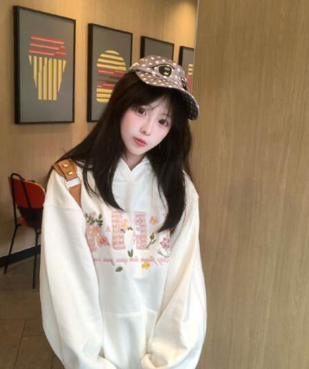 얇은 스타일 발 330 그램 작은 샤넬 스타일 자수 이후 패키지 칼라 순수한 Mianhua 면 복합 후드티 여성