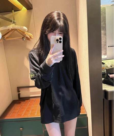 순면 220 그램 빗질하다 닫기 긴팔 티셔츠 여성