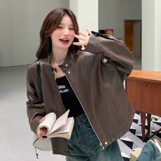 批发咖色皮衣外套女皮夹克2026新款爆款港风短款机车今年流行美式复古