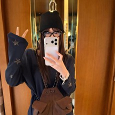 批发19支纯棉220克 韩版简约款星星T满钻重工亲肤长袖休闲宽松上衣女