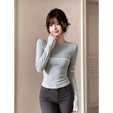 批发1×1 随心裁260克通勤风字母印花<b class='q'>长袖</b><b class='q'>T</b><b class='q'>恤</b>修身显瘦上衣潮流