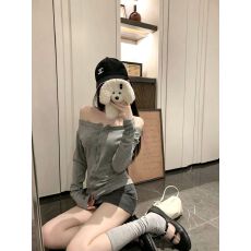 批发美式复古字母印花毛绒拼接休闲裤女秋新款宽松酷飒弯刀裤