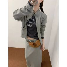 批发韩系<b class='q'>立领</b>拉链卫衣休闲套装裙女秋冬季新款设计感外套半身裙两件套