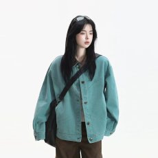 批发日系美式牛仔外套男宽松翻领做旧上衣春秋潮流痞帅休闲时尚慵懒