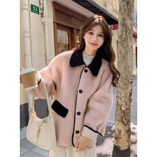批发羊羔绒外套女2026韩版东大门新款粉色秋冬装新品韩版休闲宽松上衣