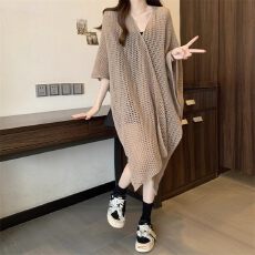 批发慵懒风针织防晒开衫女<b class='q'>夏</b>季薄款大码胖mm外搭披肩斗篷宽松空调上衣