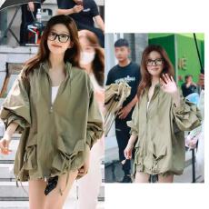批发许我耀眼许妍赵露思<b class='q'>明星</b><b class='q'>同款</b>军绿色日式工装风休闲薄短外套夹克女