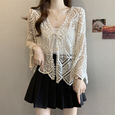 批发实拍～大码波西米亚钩花镂空防晒罩衫女外搭针织上衣披肩开衫外套
