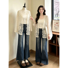 批发实拍～大码薄款刺绣蕾丝防晒<b class='q'>开衫</b>外套女夏季正肩外搭披肩上衣
