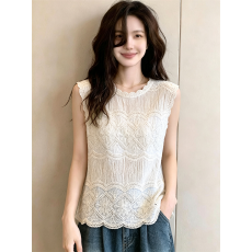 批发实拍实价～大码蕾丝钩花镂空无袖背心女外穿<b class='q'>夏</b>季显瘦设计感上衣