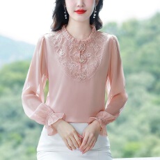 批发时尚<b class='q'>雪纺</b><b class='q'>衫</b>女长袖2025年秋装新款甜美减龄漂亮小衫气质上衣