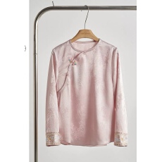 批发新中式国风提花长袖盘扣上衣女装2026春新款高级感内搭打底衫衬衫