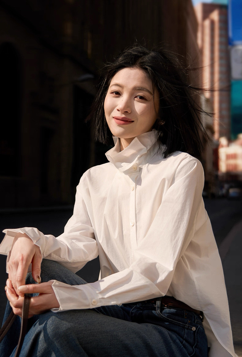 칸느 바다 흰 셔츠 레트로 궁정 바람 프릴 칼라 말 말 면 출퇴근 셔츠 여성 셔츠 새로운