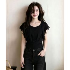 批发很仙的上衣<b class='q'>宽松</b>显瘦胖mm洋气雪纺小衫短袖t恤女上衣