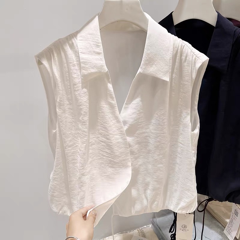 폴로 칼라 단색 밑단 펌프 로프 셔츠