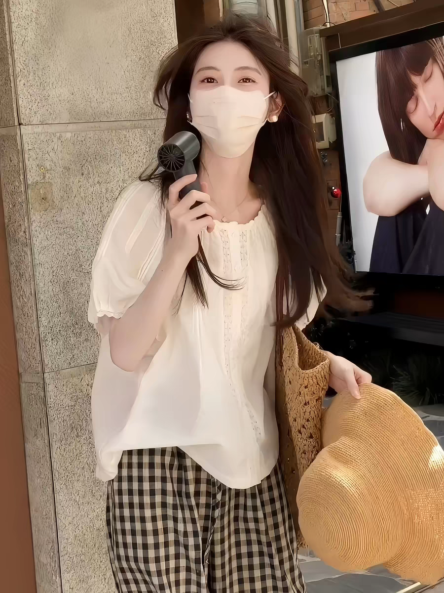 화이트 반팔 여성 셔츠 여름 새로운 디자인 센스 패치워크 레이스 프랑스식 품격 맨위 다용도 슬림해 보이는 작은 셔츠