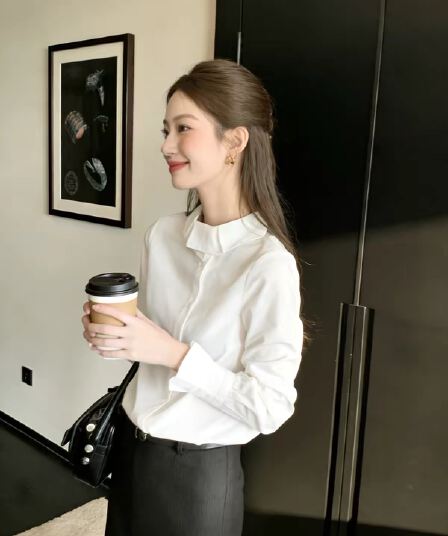 한 부서 지성 출퇴근 바람 빛 럭셔리 레이스 칼라 여성 셔츠 봄 새로운 긴팔 고급 센스 외국 가스 연령 감소 맨위