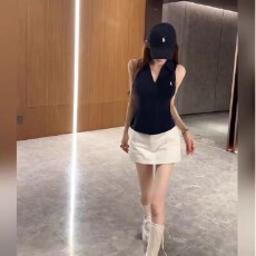 批发又酷又飒的穿搭套装女夏季气质无袖翻领上衣半身裙<b class='q'>运动</b>休闲两件套