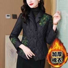 批发实拍羽绒棉服外套短款刺绣花轻薄款棉服<b class='q'>西装</b>领轻便2026年冬季
