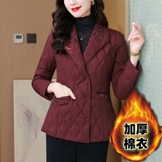 批发实拍<b class='q'>欧洲</b>站西装领刺绣双排扣羽绒棉服女2025冬新款保暖加厚棉衣