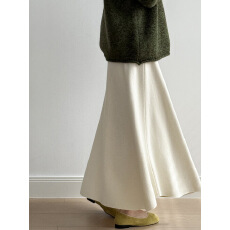 批发韩系简约针织半身裙女 冬季高腰显瘦宽松软糯A字大摆裙