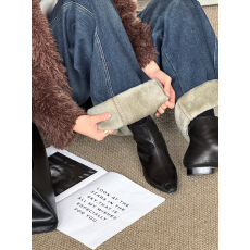 批发冬季新款韩系显瘦直筒牛仔<b class='q'>裤</b>加厚加绒保暖过冬阔腿长<b class='q'>裤</b>