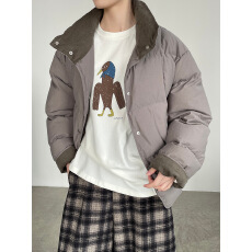 批发90绒真羽绒90%白鸭绒羽绒服女25新款立领单排扣拼接羽绒外套