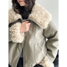 批发大翻领羊羔毛短款加厚皮外套女冬三星90白鸭绒派克羽绒服