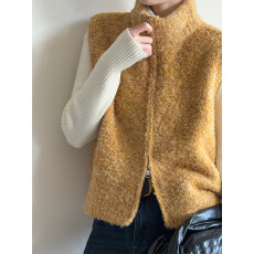 批发半高领圈圈毛纯色叠穿外套女2025冬季加厚针织背心马甲