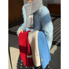 多巴胺彩色针织短款小型围巾韩系氛围感保暖纯色简约围脖