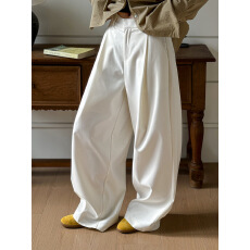 批发2026春装新款韩版设计感百搭<b class='q'>高腰</b>拖地垂感褶皱<b class='q'>阔腿裤</b>