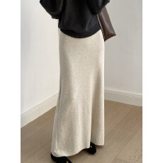 批发2026春装高腰软糯针织半身裙女松紧腰垂感显瘦包臀裙<b class='q'>长裙</b>