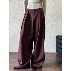 批发2026春<b class='q'>装</b>垂感阔腿拖地西<b class='q'>装裤</b><b class='q'>女</b>春季新款宽松老钱风压褶长裤