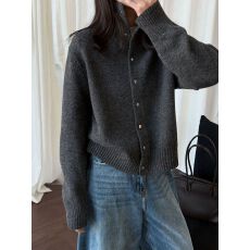 批发韩系针织高领简约毛衣女春装新款氛围感百搭开衫外套