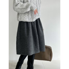 批发复古新款毛呢<b class='q'>半身裙</b>秋冬韩版中长款裙子压褶显瘦A字裙