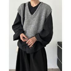 批发柔软羊毛V领针织背心女2025秋季新款韩系简约叠穿马甲