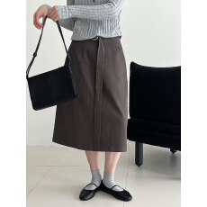 批发韩系高腰包臀扣袢半裙女26早春新款通勤智感显瘦A字<b class='q'>中裙</b>