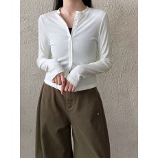 批发简约设计感纽扣修身针织打底女早春新款基础内搭<b class='q'>开衫</b>