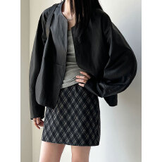 批发短款宽松酷飒夹克老钱外套女秋季新款极简休闲飞行皮衣