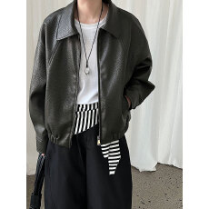 批发韩系经典机车肌理感荔枝皮衣外套女秋新款基础拉链夹克