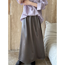 批发法式垂感缎面简约抽绳半身裙女新宽松百搭中长款a版裙子